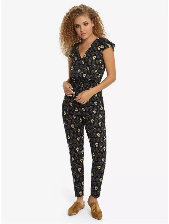 Disney Pants - Disney Star Wars BB-8 Print Jumpsuit Black Short Sleeve V-Neck Romper Size M